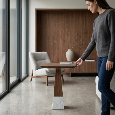 Wunnzëmmer Niewentisch Holz Ariichtung Design Kaffisdësch Neit Miwwel