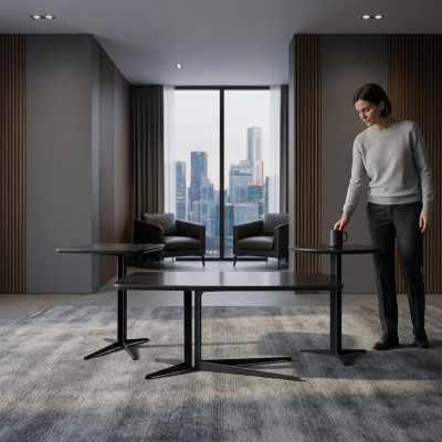 Wunnzëmmer Set 3tlg Luxus Couchtisch 2x Niewentisch Dësch Ariichtung