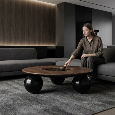 Luxus Braun Ronde Miwwelstëmm Wunnzëmmer Design Miwwelen Modern Ariichtung