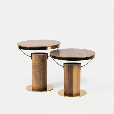 2x Ronnen Niewentisch Braun Wunnzëmmer Kaffisdësch Design Modern