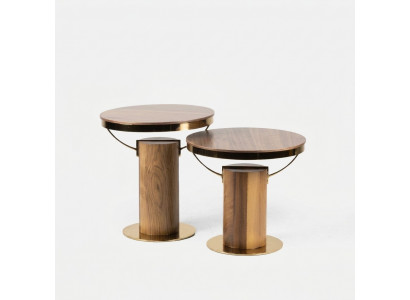 2x Ronnen Niewentisch Braun Wunnzëmmer Kaffisdësch Design Modern