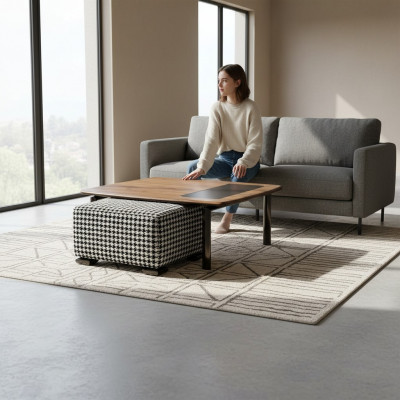 Design Komplette Modern Couchdësch mat Hocker Ariichtung Wunnzëmmer