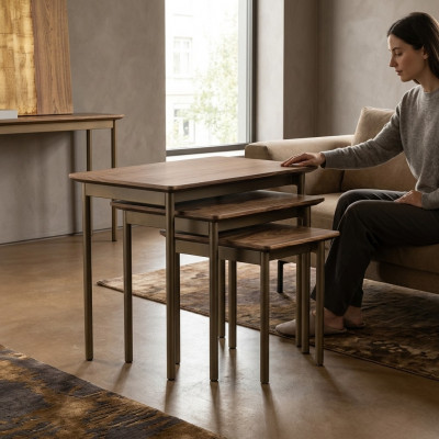 Moderne Dësch Wunnzëmmer Couchtische Kaffisdësch Holz Säitendësch