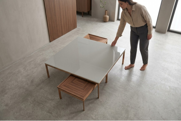 Wunnzëmmer Set Komplett 3-deeler Modern Nei Couchtisch mat 2x Niewem_dësch.
