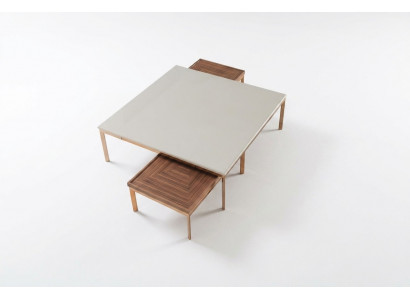 Wunnzëmmer Set Komplett 3-deeler Modern Nei Couchtisch mat 2x Niewem_dësch.