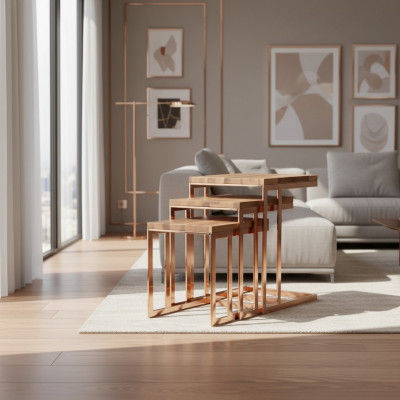 Moderne Komplett 3tlg Niewentisch Ariichtung Wunnzëmmer Design Miwwel
