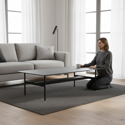 Schwaarze Couchtisch Wunnzëmmer Ariichtung Design Kaffisdësch Nei Miwwelen