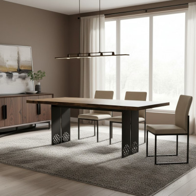 Luxus Dësch Braun Edelstahl Design Iessdëscher Holz Modern Iessdësch Nei