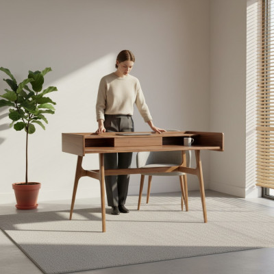 Holz-Schlofzëmmer-Schreifdësch Design Computerdësch Luxus Ariichtung