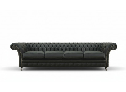 Wunnzëmmer Chesterfield Schwaarzt Sofa Véierseetzer Modern Ariichtung Nei