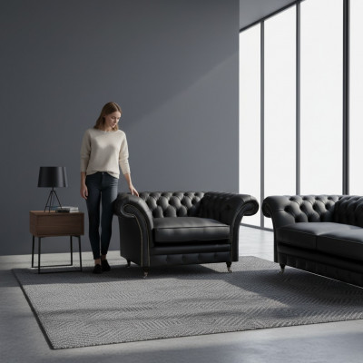 Modernen Chesterfield Sesselle, Wunnzëmmer Polstermöbel Textilpolsterung