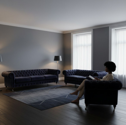 Polstermöbel Fauteuil Sofagarnitur Dräisëtzer mat Zwësesëtzer Sofae Chesterfield