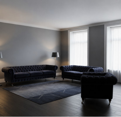 Polstermöbel Fauteuil Sofagarnitur Dräisëtzer mat Zwësesëtzer Sofae Chesterfield