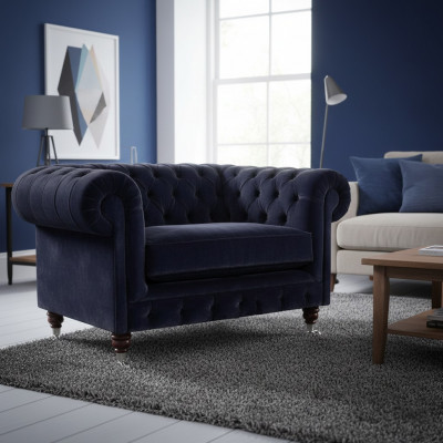 Wunnzëmmer Fotell Polster Sëtz Luxus Textil Chesterfield Neie Miwwelstéck