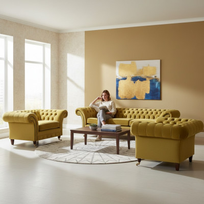 Sofagarnitur Set Design Sofa Polster Couche Modern Chesterfield Luxus Nei