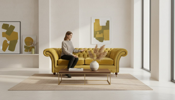 Sofa Zwéesëtzeger Couch Chesterfield Wunnzëmmer Modern Miwwelen Polstermiwwelen