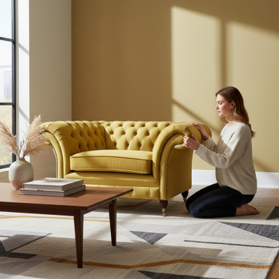 Fotell Wunnzëmmer Miwwelen Luxus Polstermiwwelen Luxus Textil Ariichtung Chesterfield