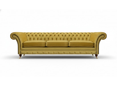 Chesterfield Neie Luxus Canapé Dräisëtzer Polstermöbel Modern Giel Textil