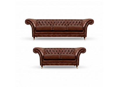 Wunnzëmmer Nei Garnitur Chesterfield Sofas Couch Drësëtzer mat Zwesëtzer
