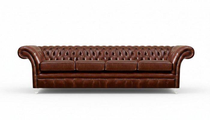 Braune Sofa Véiersëtzer Chesterfield Couche Wunnzëmmer Polstermöbel Nei