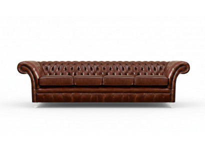 Braune Sofa Véiersëtzer Chesterfield Couche Wunnzëmmer Polstermöbel Nei