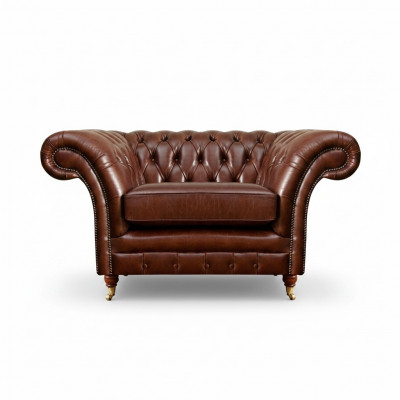Wunnzëmmer Fotell Braun Chesterfield Ariichtung Couch Polstersëtz Nei