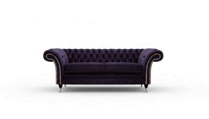 Chesterfield Lila Zweesëtzer Sofa Canapé Wunnzëmmer Nei Textilsofaen Nei
