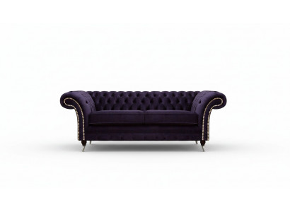 Chesterfield Lila Zweesëtzer Sofa Canapé Wunnzëmmer Nei Textilsofaen Nei