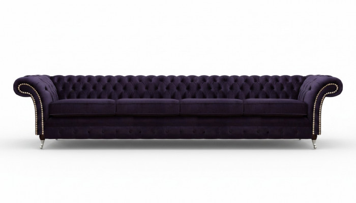 Polster Textil Lila Wunnzëmmer Chesterfield Véiersëtzer Sofa Canapé Polstermöbel