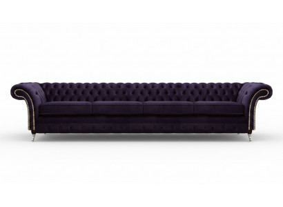 Polster Textil Lila Wunnzëmmer Chesterfield Véiersëtzer Sofa Canapé Polstermöbel