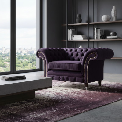Wunnzëmmer Fotell Neit Design Luxus Chesterfield Polsterméibelen Textil