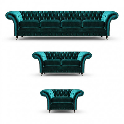 Luxus Set 3 Deeler Sofagarnitur Chesterfield Ariichtung Design Polstermöbel