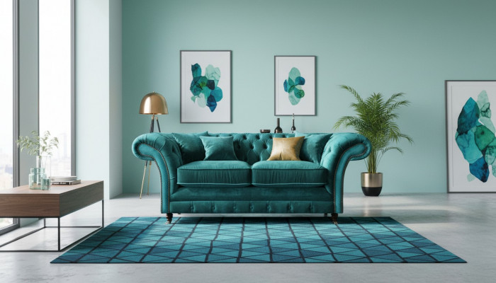 Chesterfield Design Gréng Sofa Zweisëtzer Sofa Ariichtung Polstermöbel