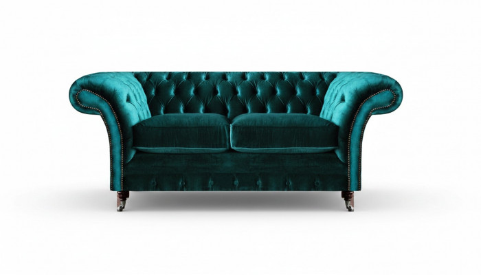 Chesterfield Design Gréng Sofa Zweisëtzer Sofa Ariichtung Polstermöbel