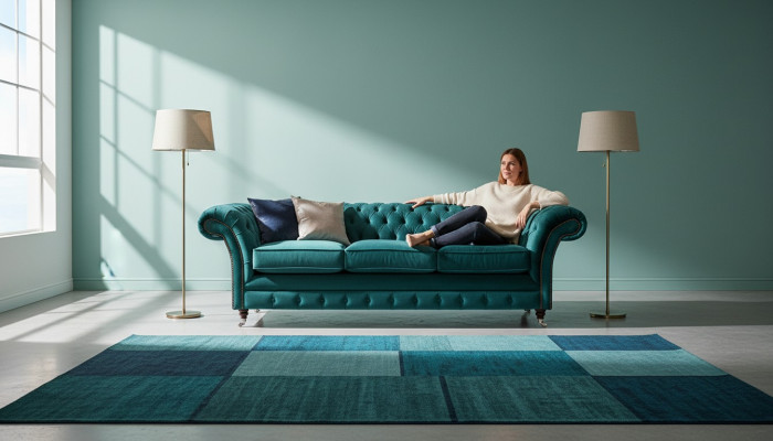 Chesterfield Sofa, Dräi-Sëtz Couch, Polsterméibel, Wunnzëmmer, Nei Miwwelen
