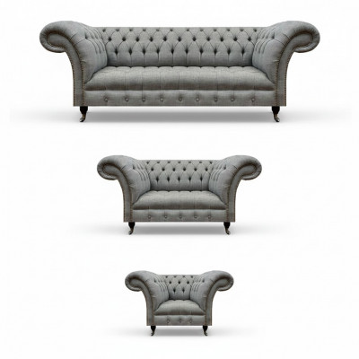 Chesterfield Sofa Set 3-deel Polstermöbel Wunnzëmmer Luxus Sëtz Ariichtung