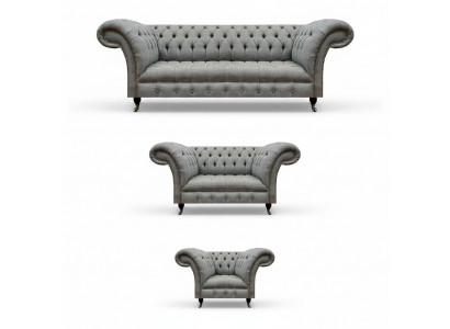 Chesterfield Sofa Set 3-deel Polstermöbel Wunnzëmmer Luxus Sëtz Ariichtung