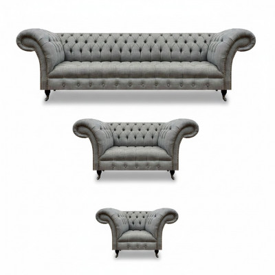 Wunnzëmmer Gro Set 3-Stéck Luxus Canapéen Canapé-Garnitur Sëtz Chesterfield