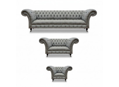 Wunnzëmmer Gro Set 3-Stéck Luxus Canapéen Canapé-Garnitur Sëtz Chesterfield