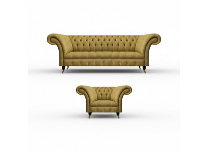 Chesterfield dräisëtzeger Canapé Polstermöbel Neie Fauteuil Polster Sëtz Wunnzëmmer