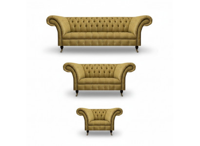 Wunnzëmmer Giel Canapé-Säit 3tlg Luxus Canapë Set Polster Sëtz Nei Chesterfield