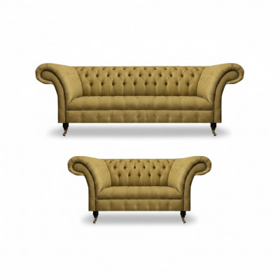 Luxus Miwwelen Sofagarnitur Couch Sofa Polsterset Garnitur Chesterfield