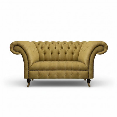 Gelb Chesterfield Zweisitzer Sofa Couch Wohnzimmer Möbel Luxus Polster Textil