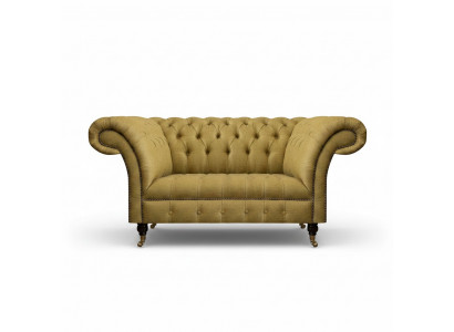 Gelb Chesterfield Zweisitzer Sofa Couch Wohnzimmer Möbel Luxus Polster Textil