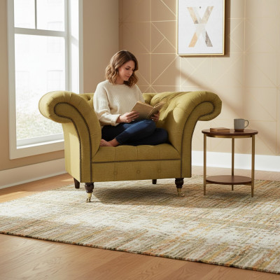 Fotell Textil Ariichtung Luxus Polsterfotell Chesterfield Wunnzëmmer Nei