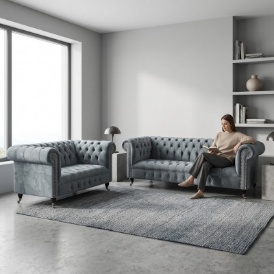 Wunnzëmmer Luxus Gro Chesterfield Fauteuil Neien Dräisëtzer Sofa Canapé