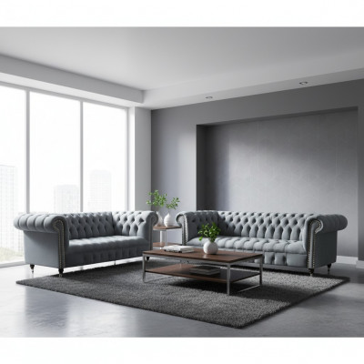 Wunnzëmmer Luxus Gro Chesterfield Fauteuil Neien Dräisëtzer Sofa Canapé