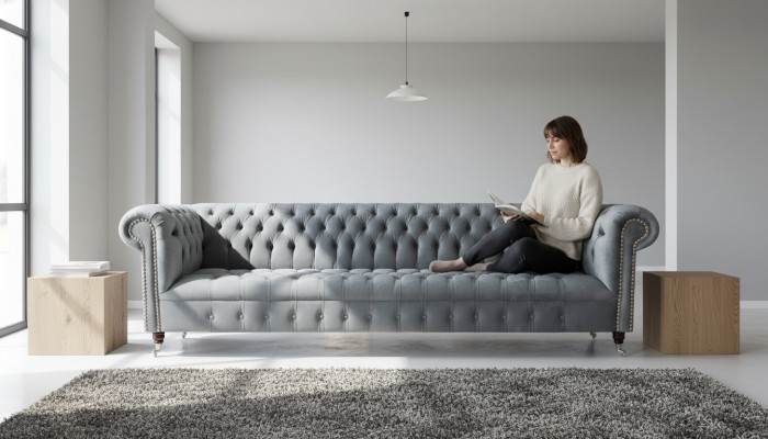 Chesterfield Luxus Véiersëtzer Grous Sofa Couch Wunnzëmmer Ariichtung