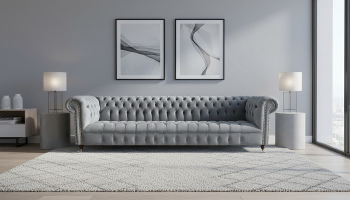 Chesterfield Luxus Véiersëtzer Grous Sofa Couch Wunnzëmmer Ariichtung