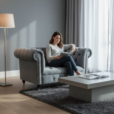 Wunndekor Gro Fauteuil Chesterfield Polster Sëtz Miwwelen Nei Textil